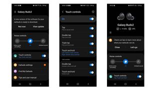 Samsung Galaxy Buds2 Review: image shows Samsung Galaxy Buds2 app screens