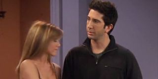 David Schwimmer and Jennifer Aniston in Friends episode "The Last One."