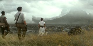 Star Wars: The Rise of Skywalker Finn Poe Rey looking at decaying Death Star