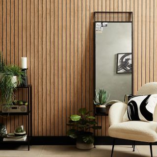 Picture of dunelm natural wood panelling wallpaper