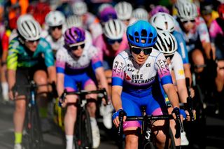 Amanda Spratt (BikeExchange-Jayco) leads the peloton
