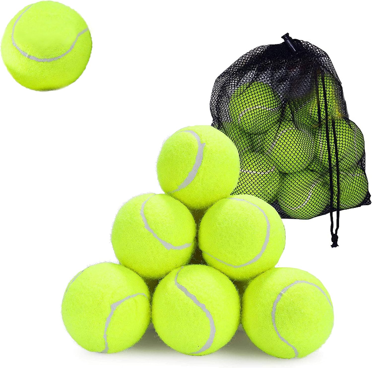 Knight Tennis Balls With Mesh Carrying Bag Pack of 12 &amp;amp; 24| All Court Types, Sports, Pressureless Dog Ball, Pet Practice Balls, Padel Balls, Throwing Machine, Cricket Ball, Soft Tennis (12pk)