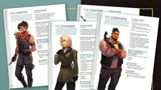 Character sheets from Tomb Raider: Shadows of Truth on a teal and black background