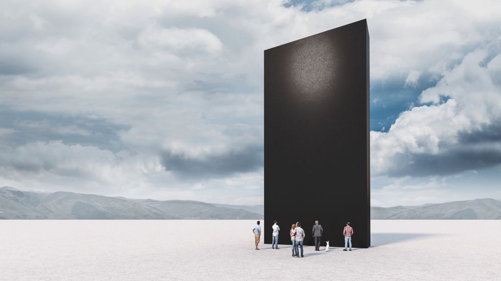 Here, a concept image of a futuristic monolith in the desert. This is not an artist&#039;s conception of Earth&#039;s black box.