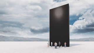 Here, a concept image of a futuristic monolith in the desert. This is not an artist's conception of Earth's black box.