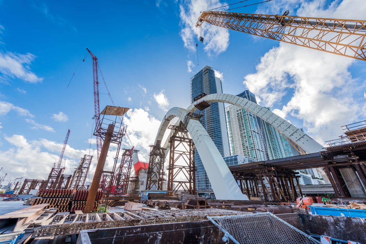 View of the viaduct being built near downtown Miami as an example of a municipal bond project.