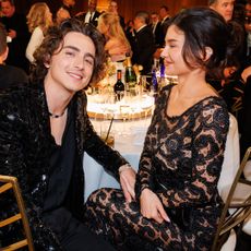 Timothée Chalamet and Kylie Jenner at the Golden Globes in January 2024