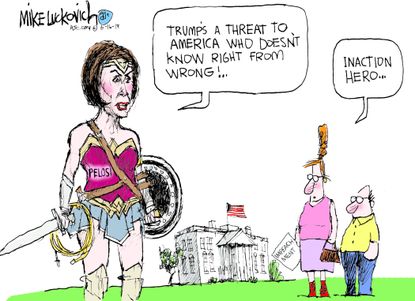 Political Cartoon U.S. Nancy Pelosi Inaction Hero Wonder Woman