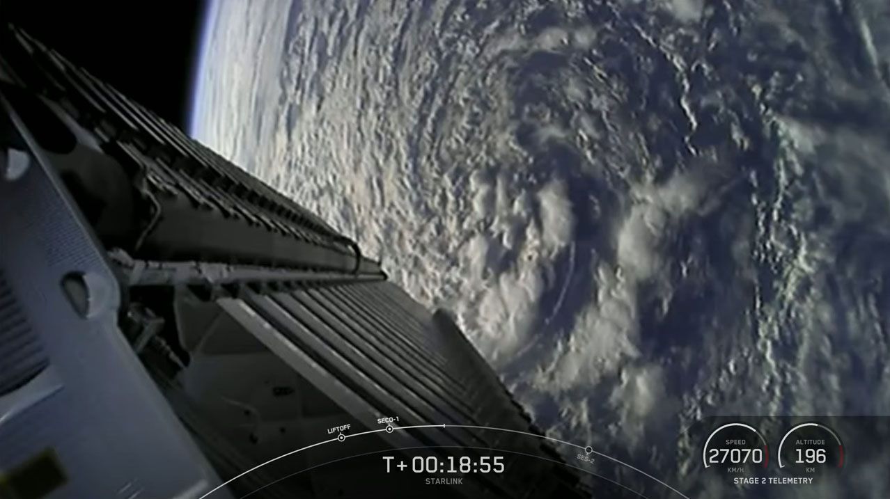 A SpaceX Falcon 9 rocket carrying 6- Starlink internet satellites launches on a record 10th flight from Space Launch Complex 40 at Cape Canaveral Space Force Station in Florida on May 9, 2021.
