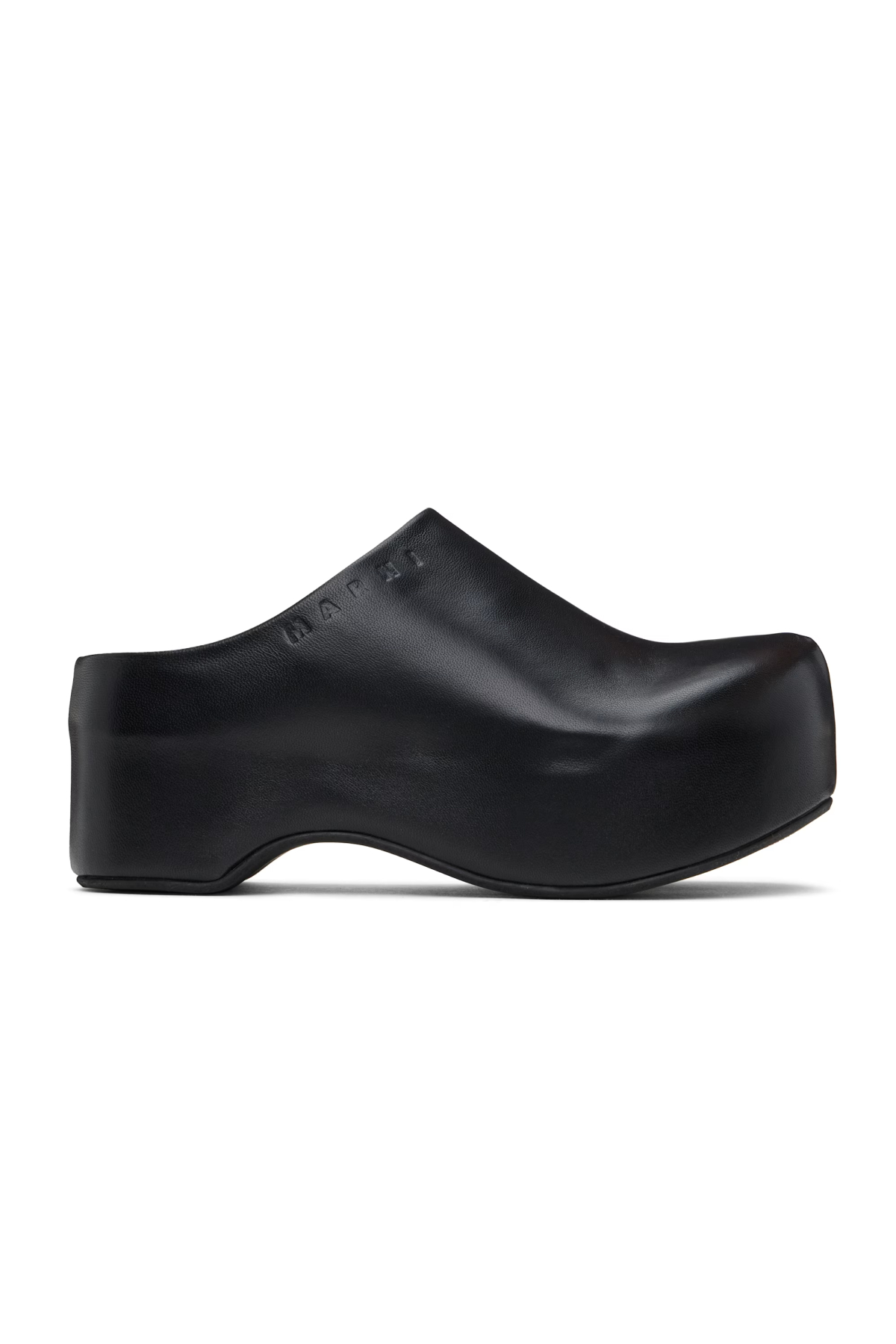 Marni Black Leather Chunky Sabot Clogs