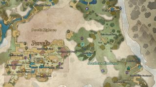 Avowed Mapping the Living Lands cartograhper locations - A map showing the location of cartographer Giermund in Dawnshore, outside Paradis.