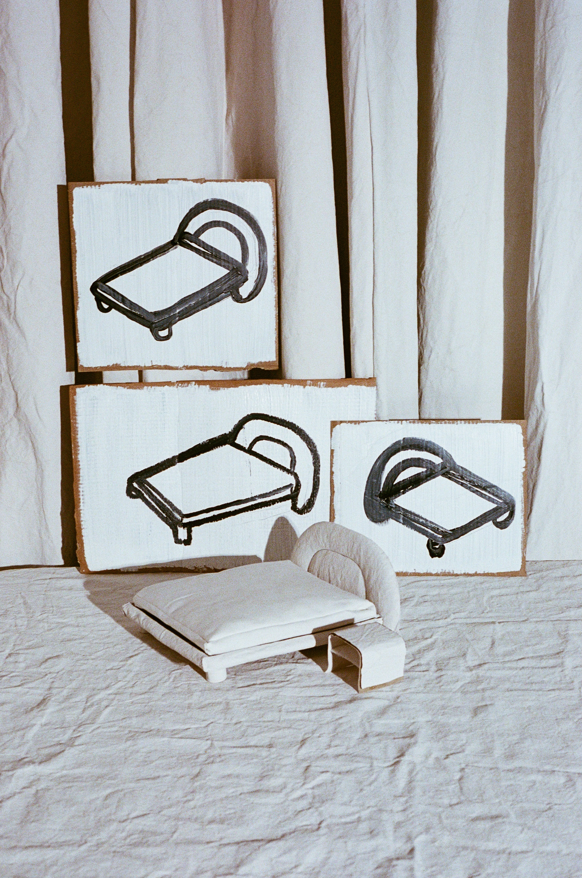 Poltrona Frau bed by Faye Toogood - work in progress shots