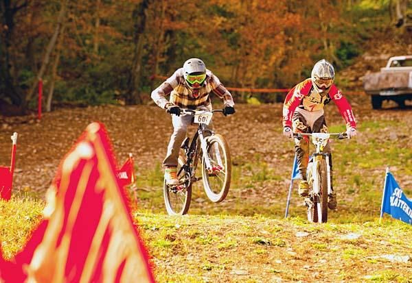 Two riders in the dual slalom.
