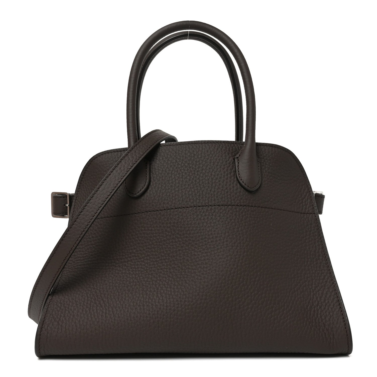 The Row Grained Calfskin Soft Margaux 10 Bag Deep Brown