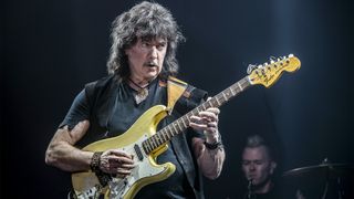 Ritchie Blackmore of Rainbow performs at Genting Arena on June 25, 2016 in Birmingham, England 