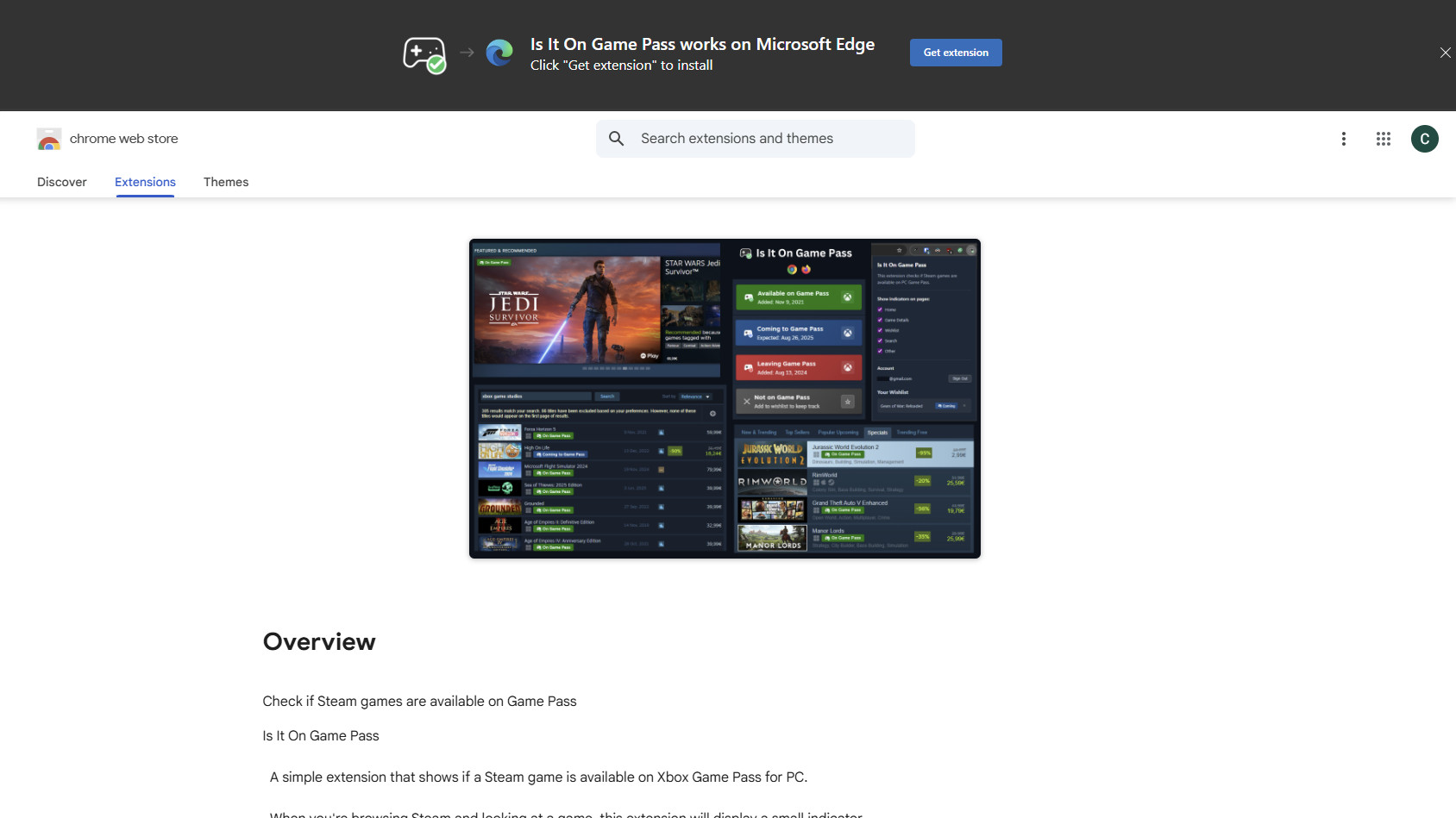 Is It On Game Pass extension