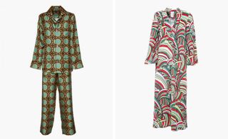 Left, 'Batik Long Pijama'. Right, 'Onde Verdi' terry kaftan