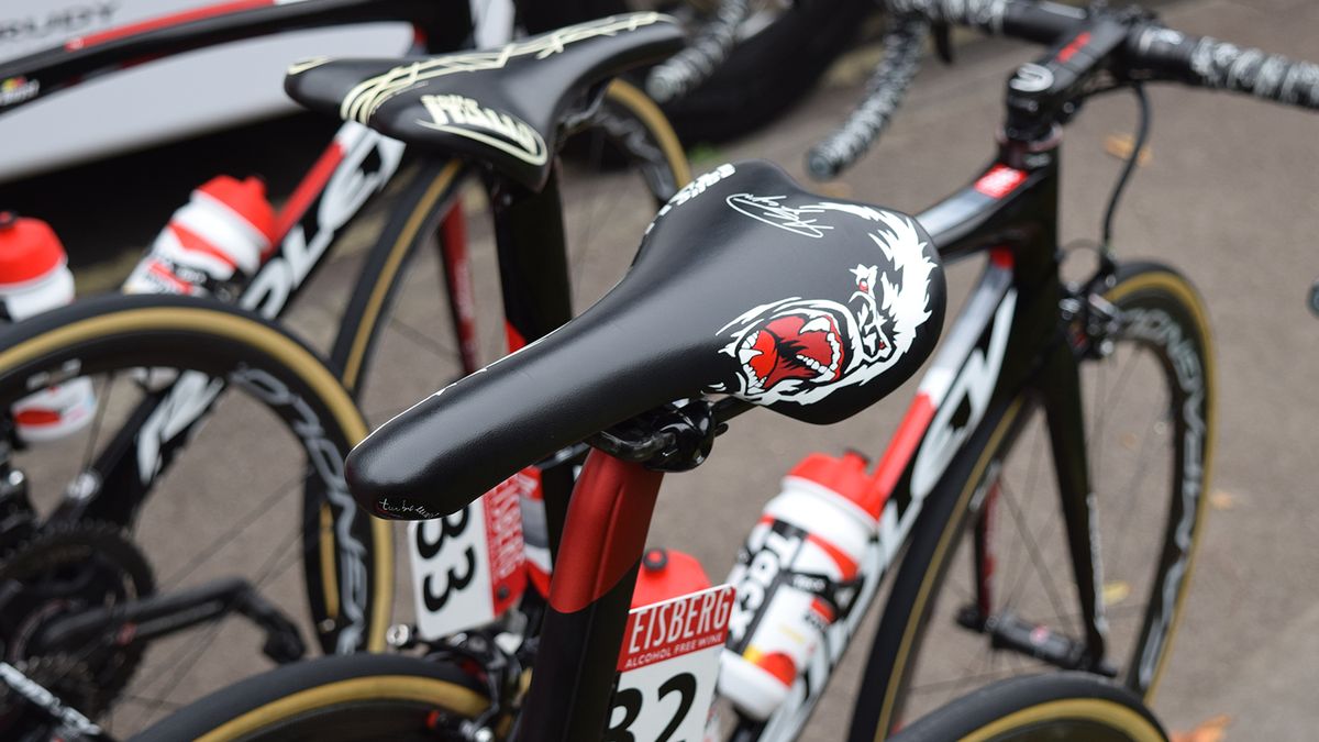 Greipel's Ridley also featured his usual custom saddle design