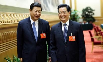 Chinese President Hu Jintao (right) and his successor, Vice President Xi Jinping