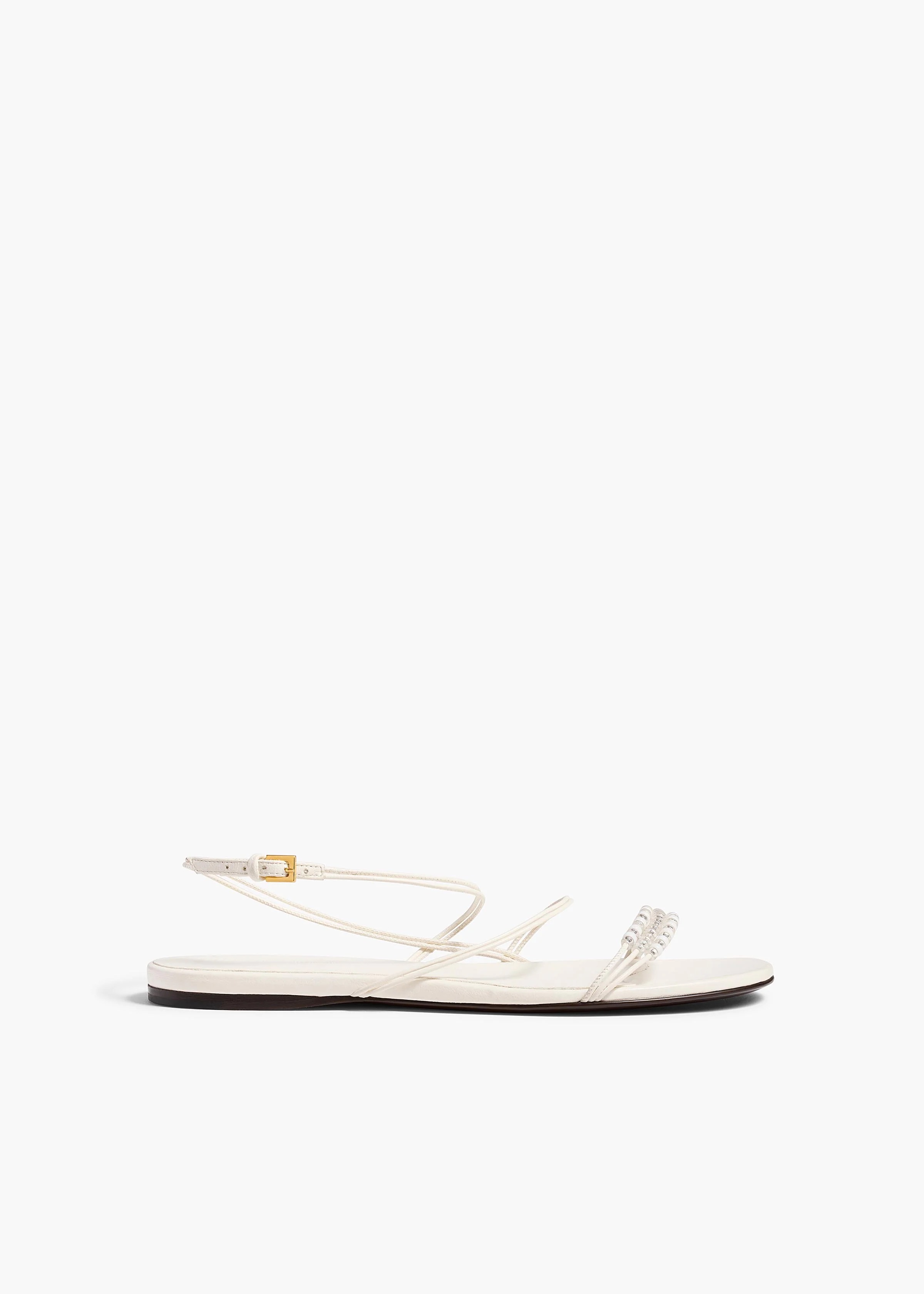 Khaite, Loop Flat Sandal With Beads in Optic White Leather