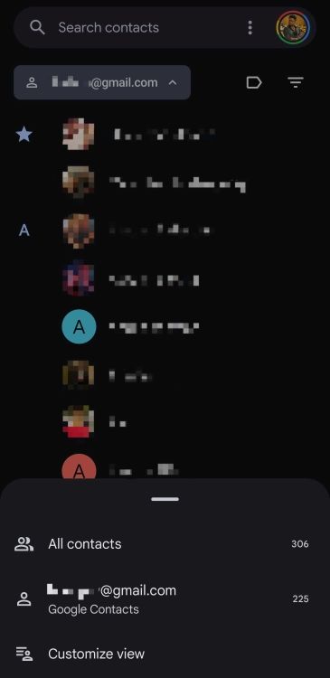Updated Google Contacts navigation