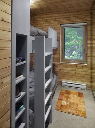 Bedroom with grey bunkbeds