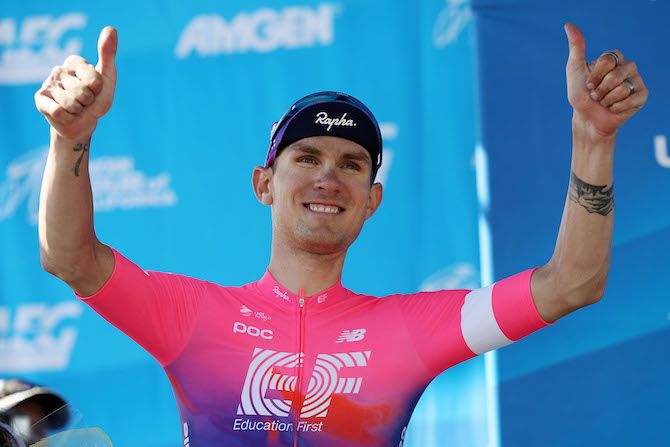 Thumbs up from Tejay van Garderen (EF Education First) after having taken second place on stage 2 of the 2019 Tour of California