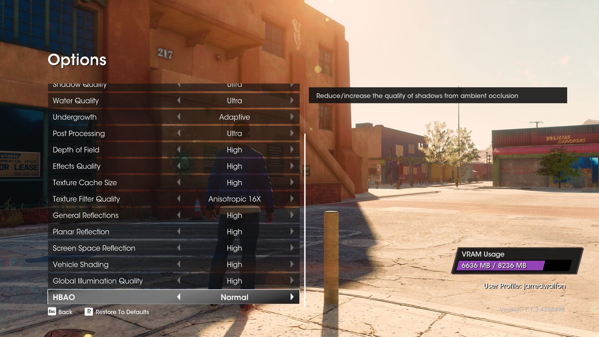 Saints Row 2022 settings screens