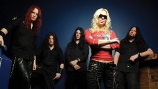 Arch Enemy in 2005 looking at the camera seriously