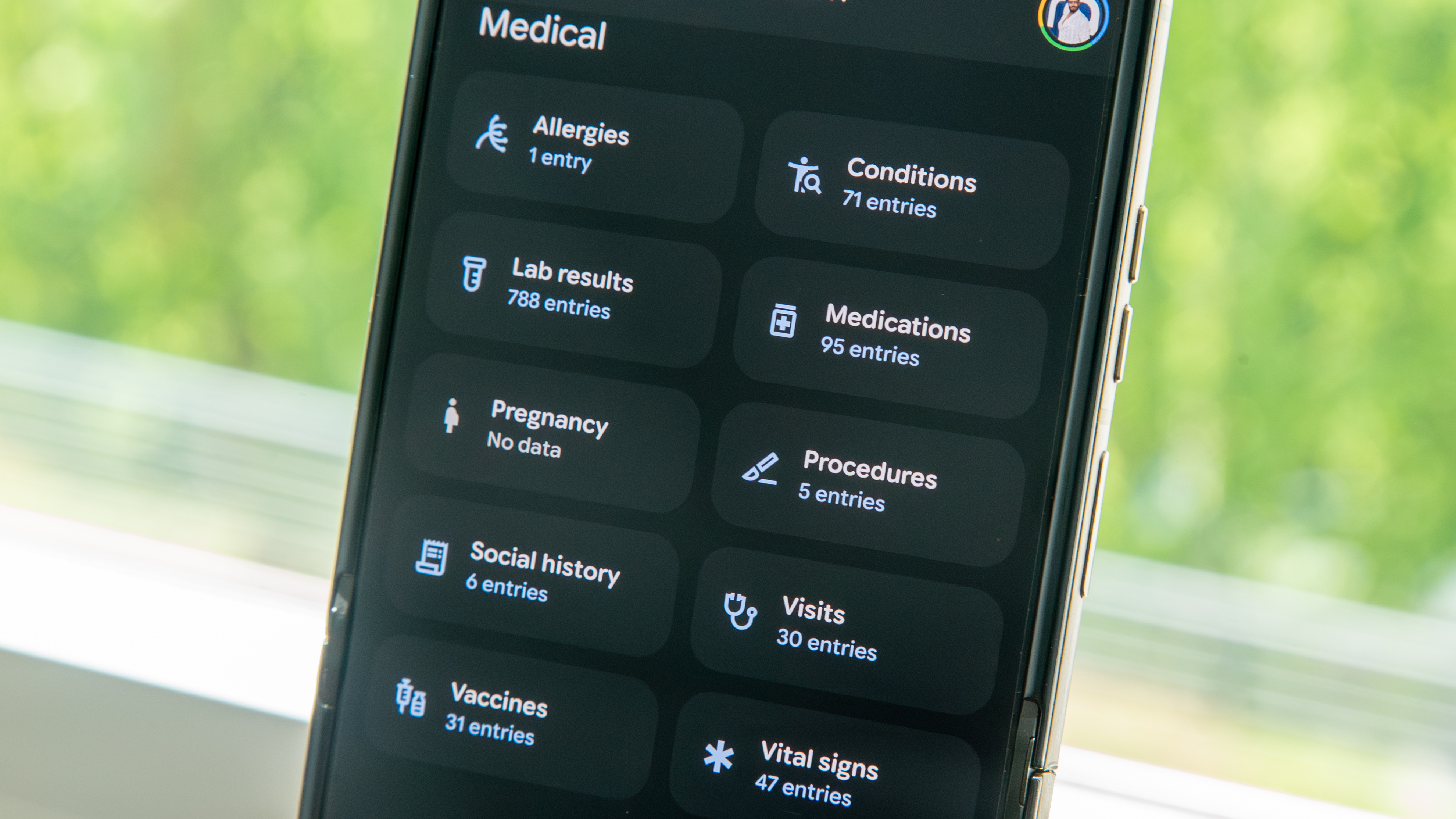 Google Health app Medical section