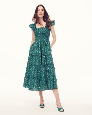 The Ellie Nap Dress - Emerald Trellis