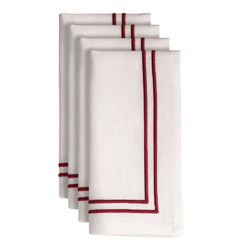 Red Embroidered Napkins  Set of 4