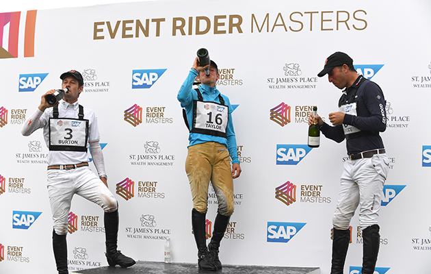 Time for a drink? Izzy Taylor celebrates her Event Rider Masters&rsquo; victory in style