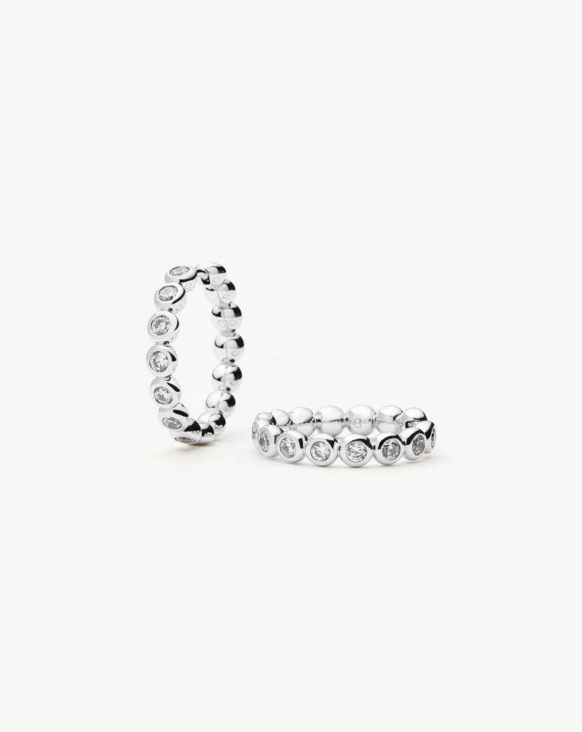 Tennis Classic Hoop Earrings | Silver Plated/cubic Zirconia - Silver Plated/cubic Zirconia