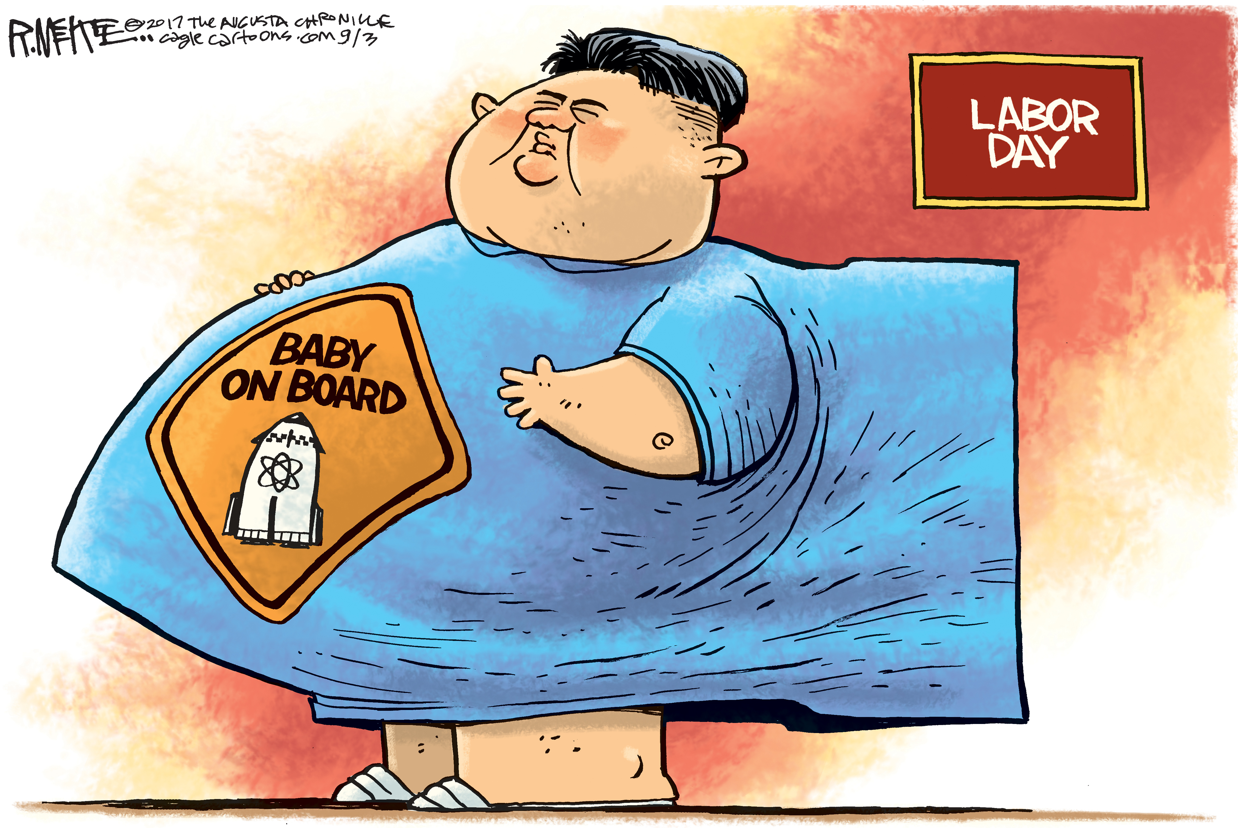 Political cartoon world North Korea Labor Day