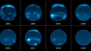 Progression of blue planet become hazier as clouds dissipate