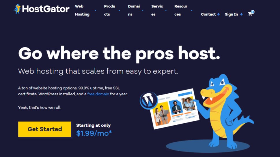 Website screenshot of HostGator (September, 2025)