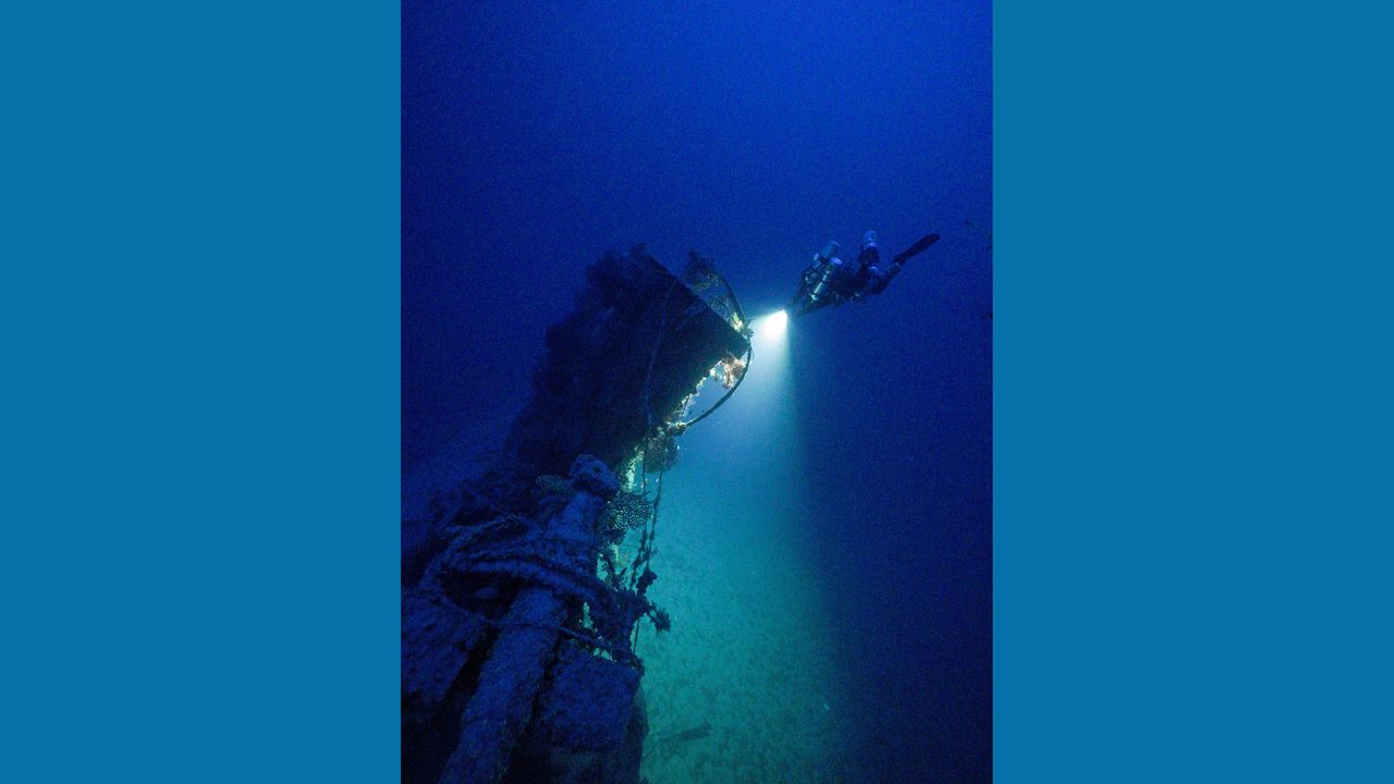 team of six divers spent more than 20 minutes at a depth of more than 360 feet, making a detailed 3D photogrammetric scan of the wrecked submarine.