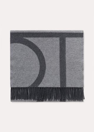 Monogram Jacquard Wool Scarf Dark Grey Mélange