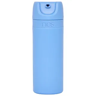 A powder blue airless pump bottle by Ries