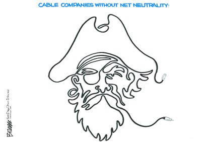 Political cartoon U.S. Net Neutrality cable pirates
