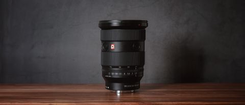 Sony 24-70mm f/2.8 GM II on a table against a dark background
