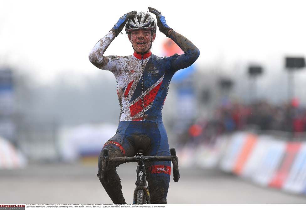 Ben Tulett (Great Britain) wins the men's junior race at the UCI Cyclo-cross World Championships