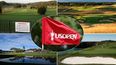 Four golf course and a US Open flag