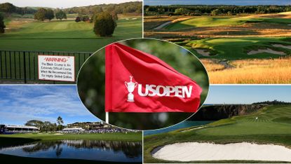 Four golf course and a US Open flag