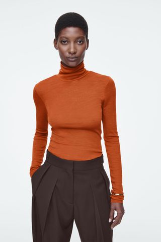 Merino Wool Turtleneck Top