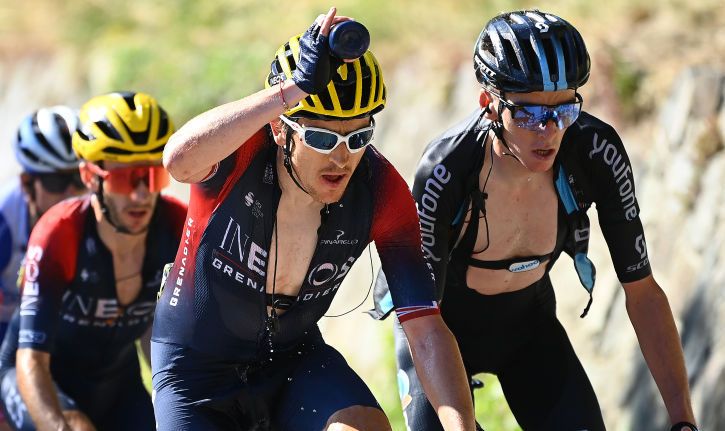 Romain Bardet (right) alongside Geraint Thomas at the 2022 Tour de France