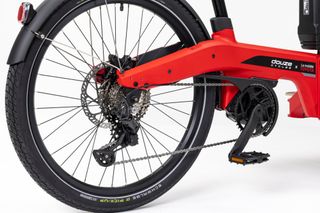Image shows detail of Toyota electric cargo bike