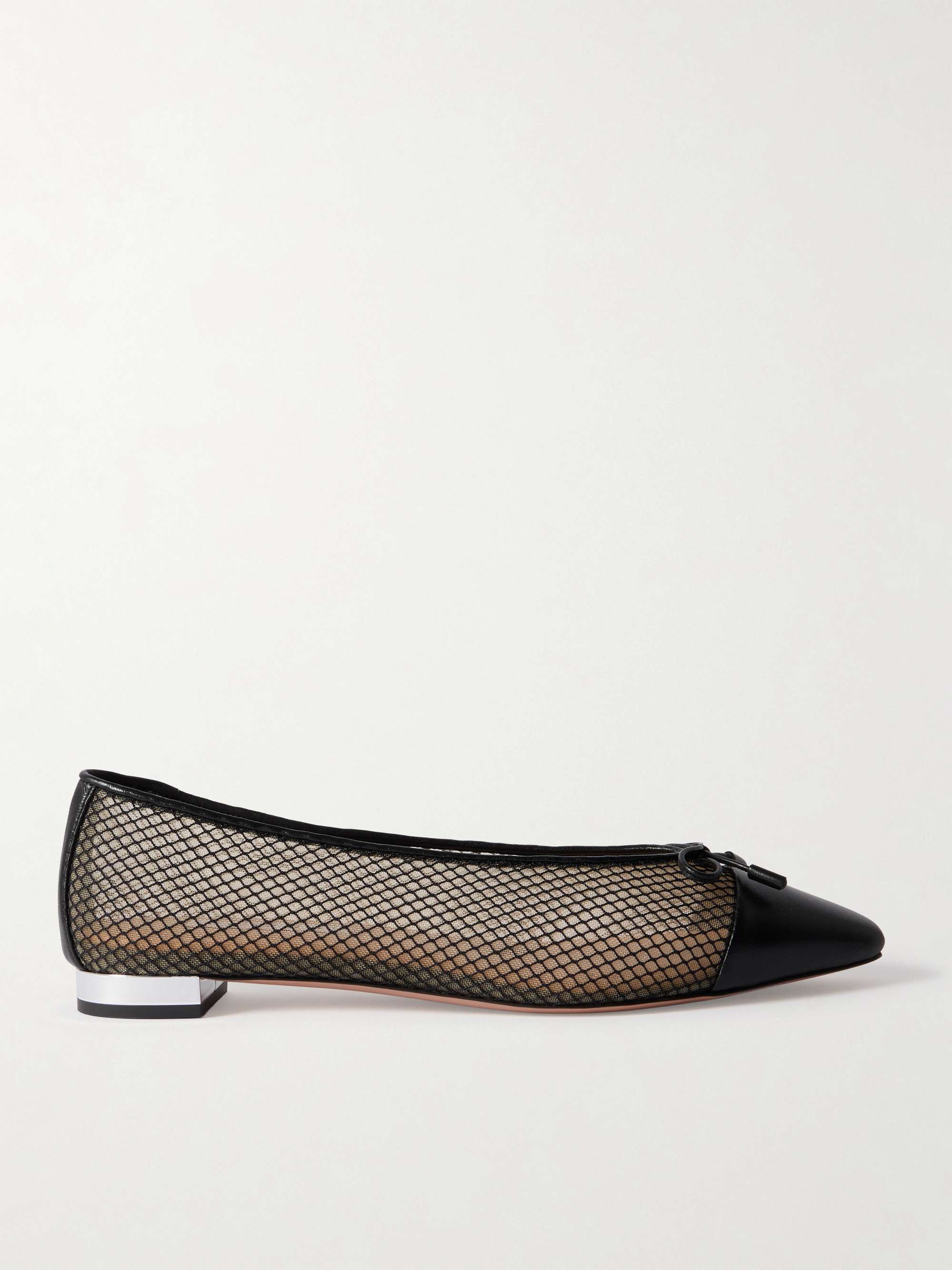 Gioia Leather-Trimmed Mesh Ballet Flats
