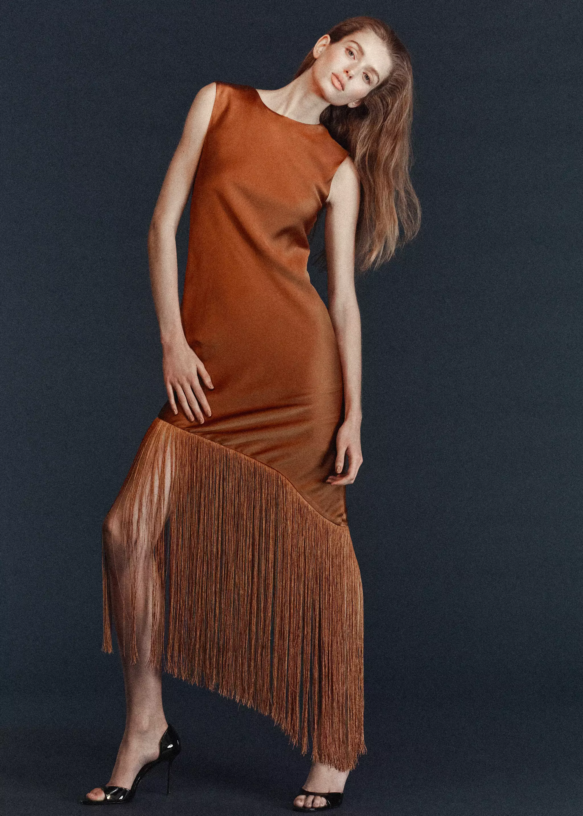 Fringe Asymmetrical Satin Dress - Women | Mango USA